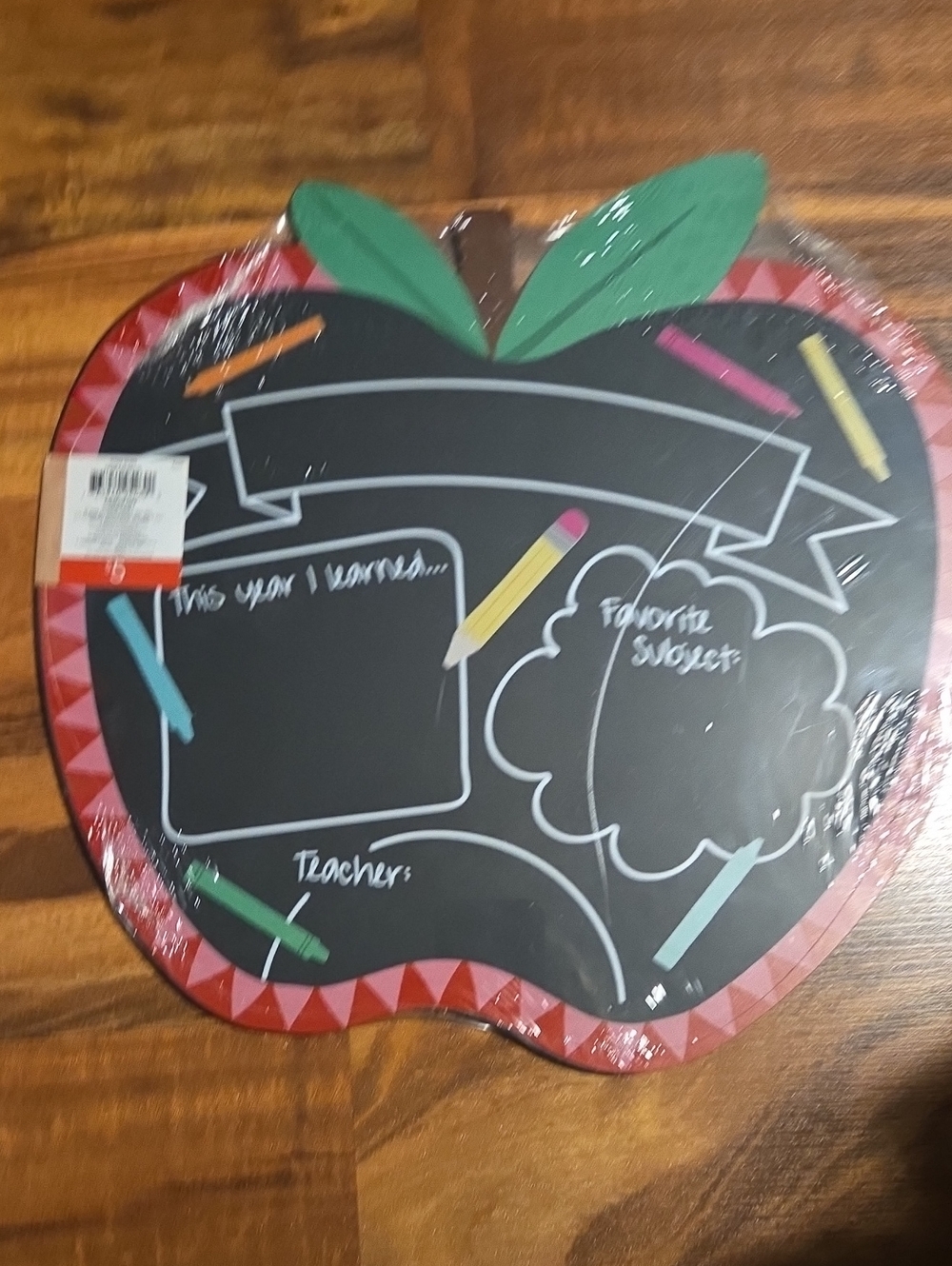 Hobby Lobby Apple Shaped Reversible Chalkboard Sign - Black, Red, Green - Picture 2 of 2